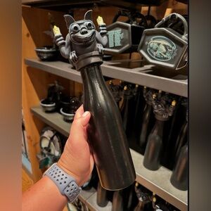 Disney Parks Black Haunted Mansion Water Bottle With Gargoyle Topper